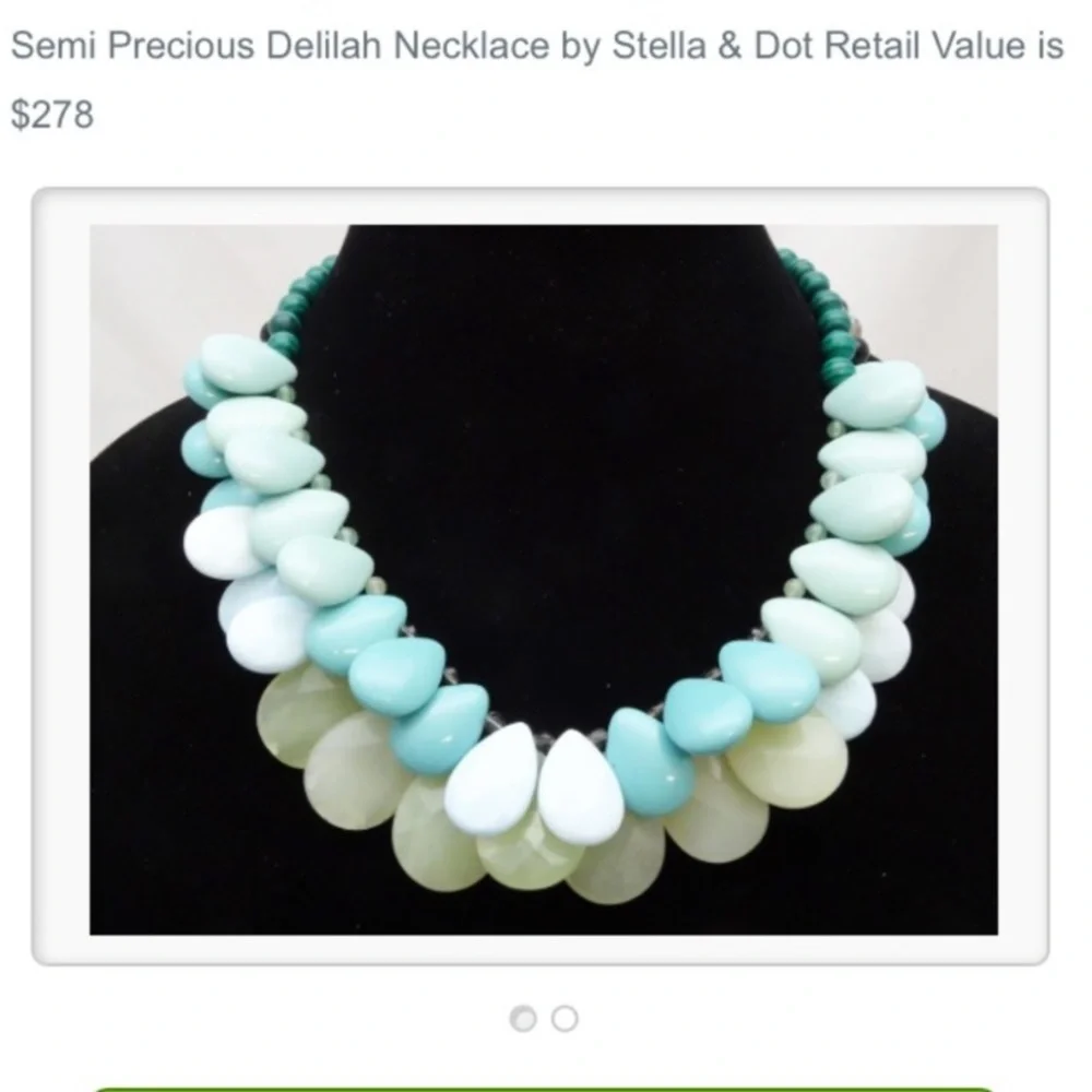 Stella & Dot Retired🧜🏼‍♀️Delilah Sea Greens+Turquoise Blue Statement Nec… - Picture 4 of 12